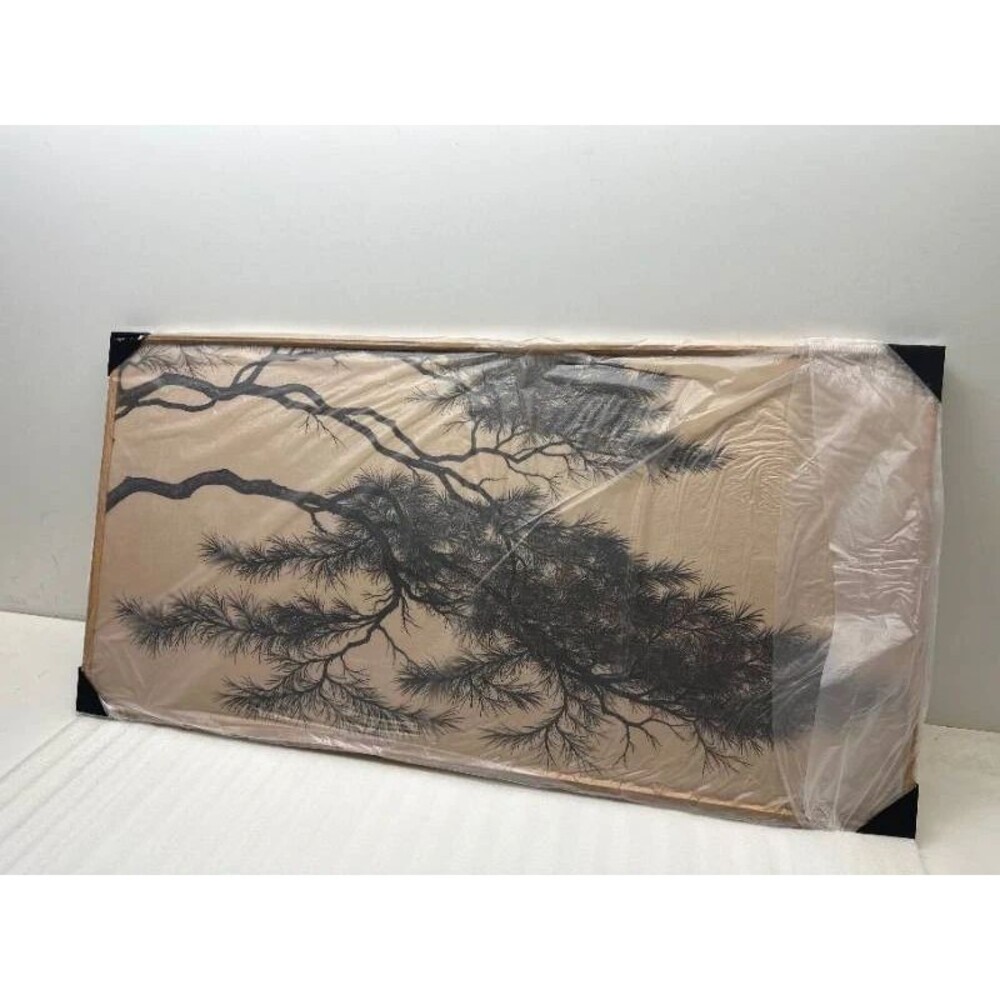 Large Framed Canvas Wall Art 20x40 Vintage Pine Tree Branch Botanical Sketch